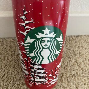 Starbucks Travel Mug Winter Holiday Christmas Tree To-Go 12oz Ceramic Tumbler